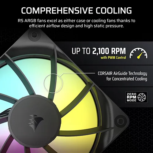 Corsair RS120 ARGB Black 120mm PWM Cabinet Fan (Single Pack)